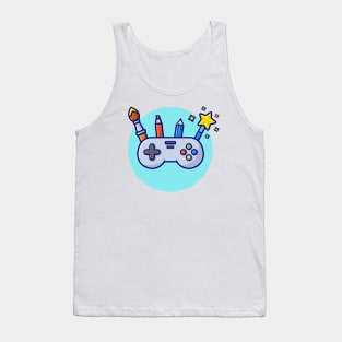 Joystick, Brush, Pencil, And Magic Tool Cartoon Vector Icon Illustration Tank Top